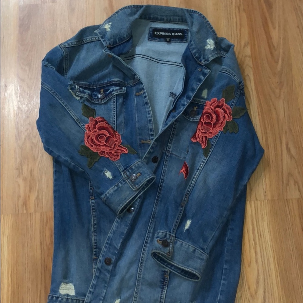 Express floral denim jacket